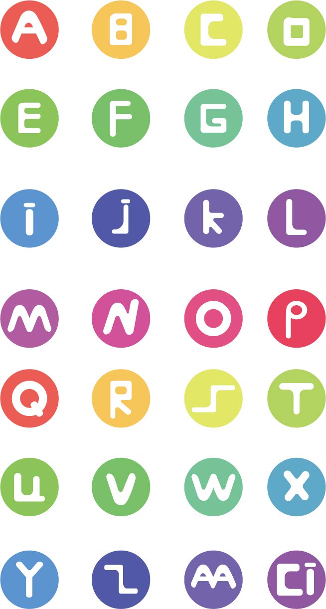 Picniva Alphabet ABC Style 3 Peel & Stick Nursery Wall Decals, 3 in Letters