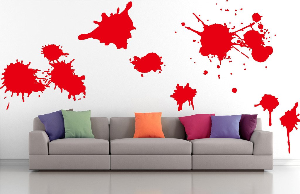 Picniva Mixed Splatters Wall Decals, Red, 10 in Height, DOTPR06A