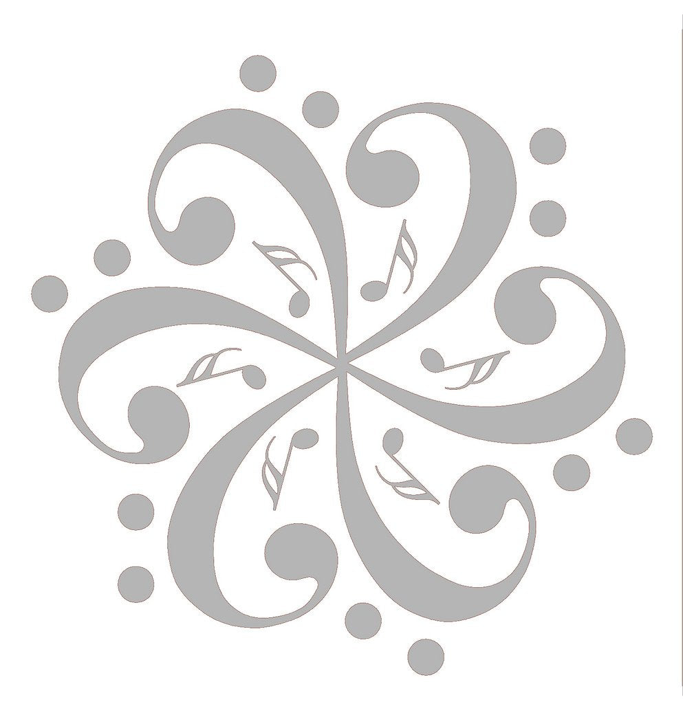 Picniva Six Bass Clefs Pinwheel Wall Decal for Musicians