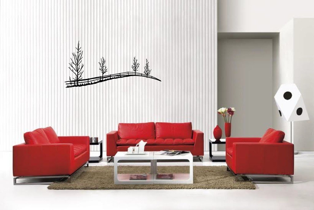 Picniva Matte Black Treeline Style 2 Vinyl Wall Decal Nature Botanical