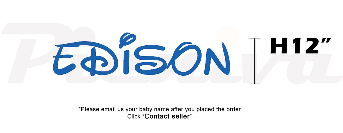 Picniva Custom Baby Name Wall Decal, Blue Butterfly, Font Two