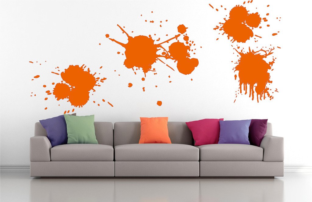 Picniva Paint Splashes Wall Decals, Orange, 10 in Height, DOTPR08A