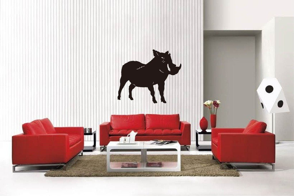 Picniva Matte Black Boar Style 2 Vinyl Wall Decal Wildlife Nature Decor