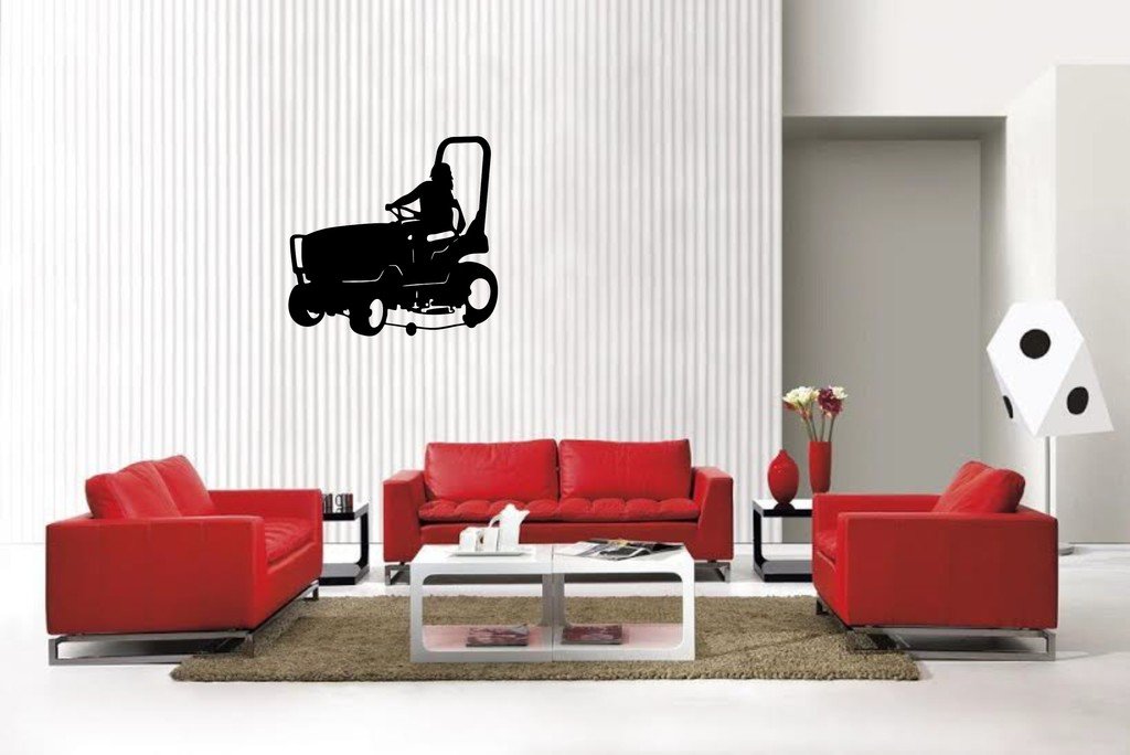 Picniva Lawn Mower Sty3 Vinyl Car Window Decal, Approx 5 in