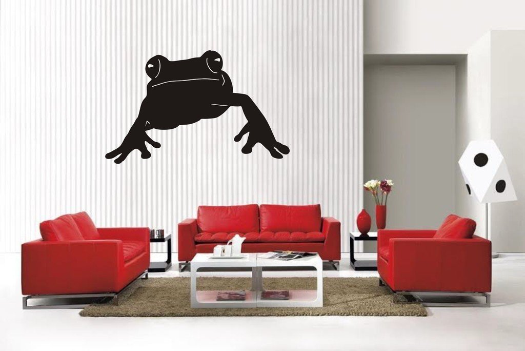 Picniva Matte Black Frog Style 3 Vinyl Wall Decal Pond Nature Decor BG5623