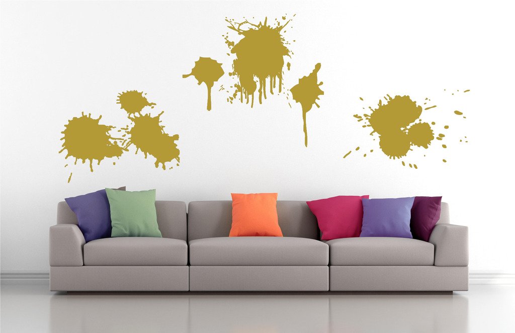 Picniva Ink Splatters Wall Decals, Gold, 10 in Height, DOTPR10A