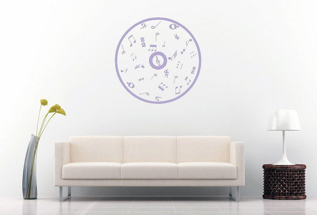 Picniva Outline CD Music Symbols Wall Decal, Lavender 10 in