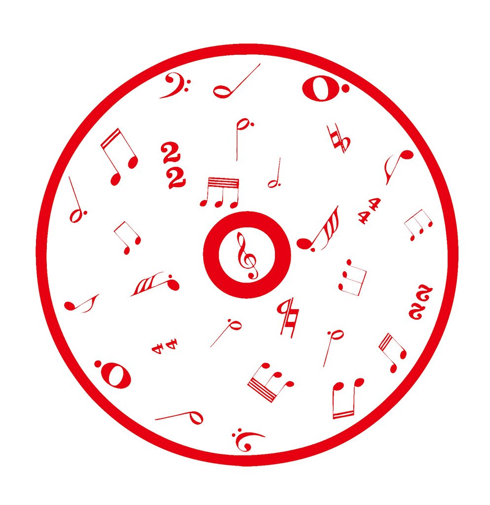 Picniva Outline CD Music Symbols Wall Decal for Musicians