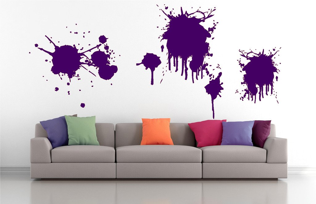 Picniva Dripping Splatters Wall Decals, Purple, 10 in Height, DOTPR07A
