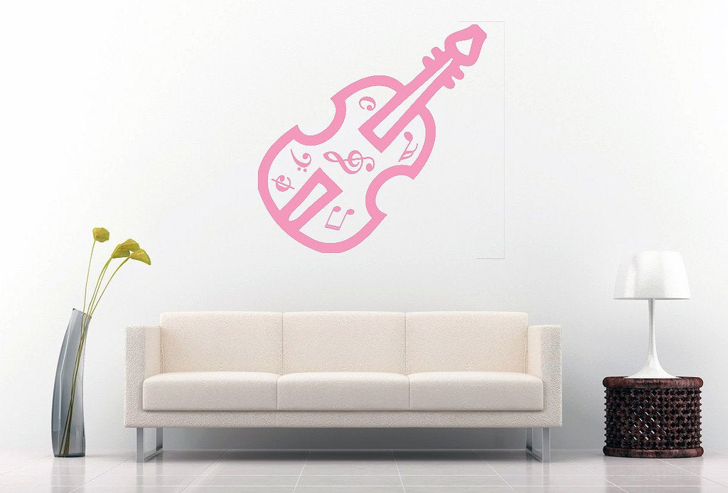 Picniva Violin Music Notes Wall Decal, Bubblegum Pink 10 in