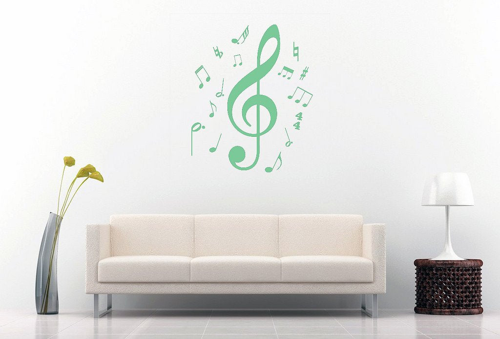 Picniva Treble Clef Music Notes Wall Decal, Mint 10 in