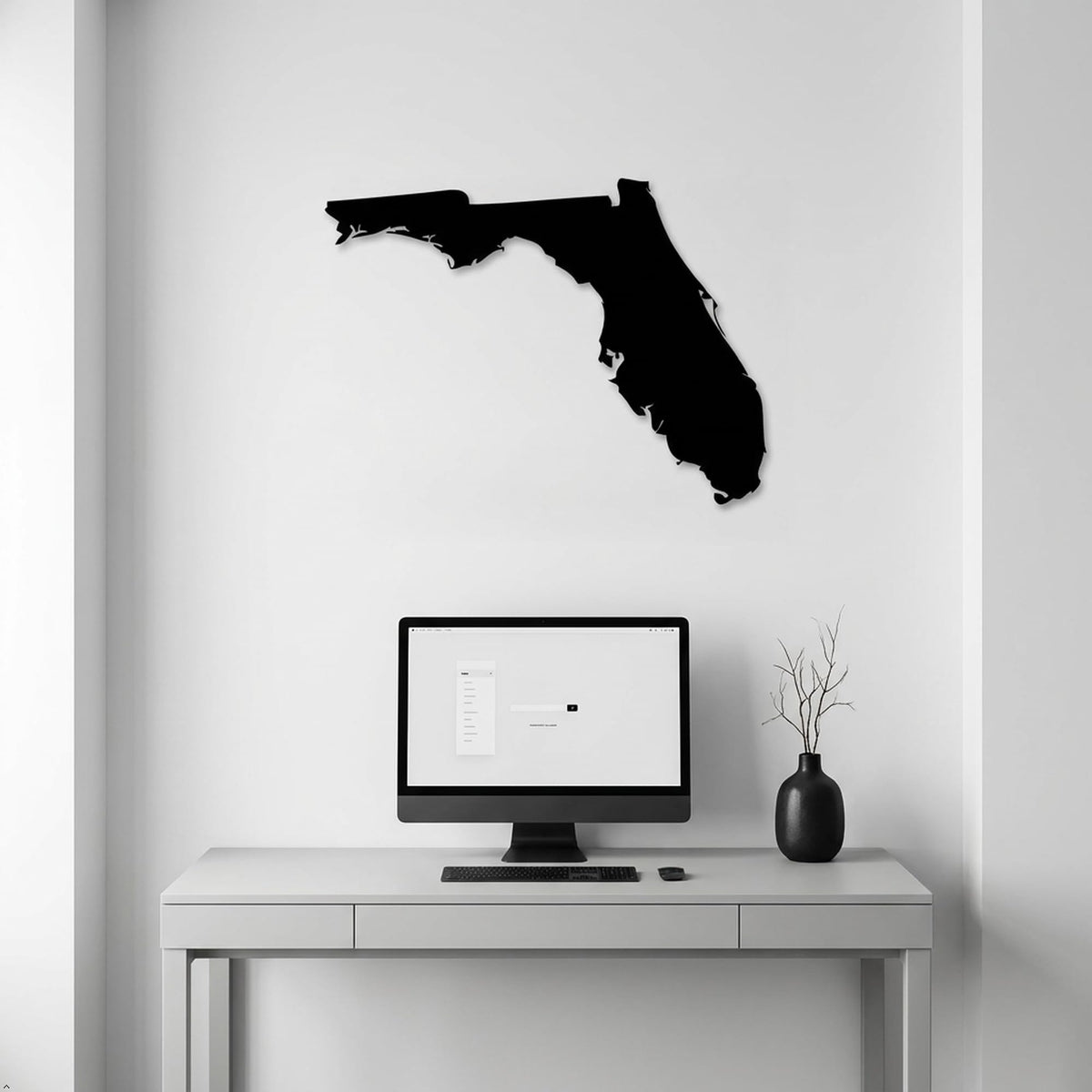 Picniva Florida State Map Removable Vinyl Wall Decal, Black, 3 in Wide - Color: black - Size: 3 inches