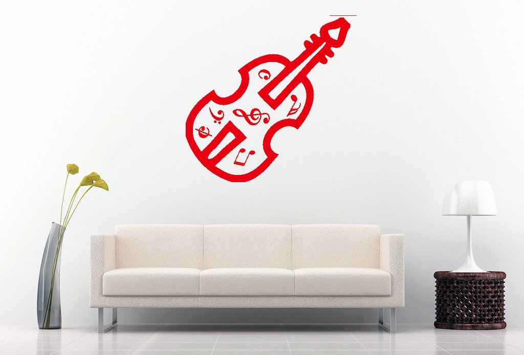 Picniva Violin Music Notes Wall Decal, Red 10 in