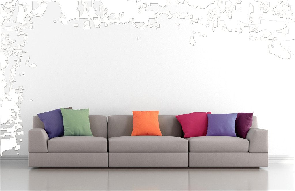 Picniva Grunge Borders Wall Decals, White, 10 in Height, DOTPR02A