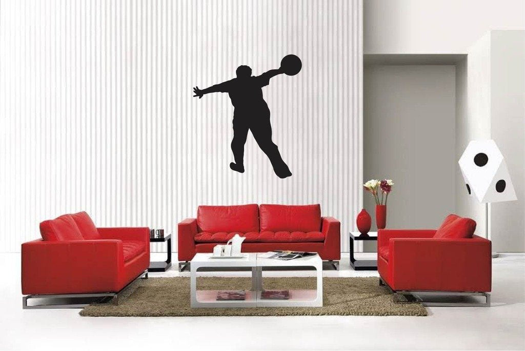 Picniva Matte Black Bowling Style 03 Vinyl Wall Decal Sports Decor