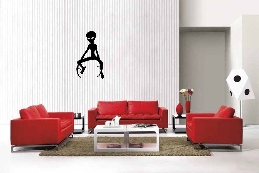 Picniva Matte Black Alien Style 8a Vinyl Wall Decal Fantasy Decor