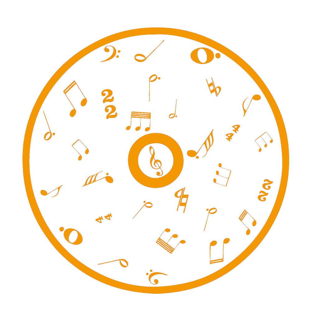 Picniva Outline CD Music Symbols Wall Decal for Musicians