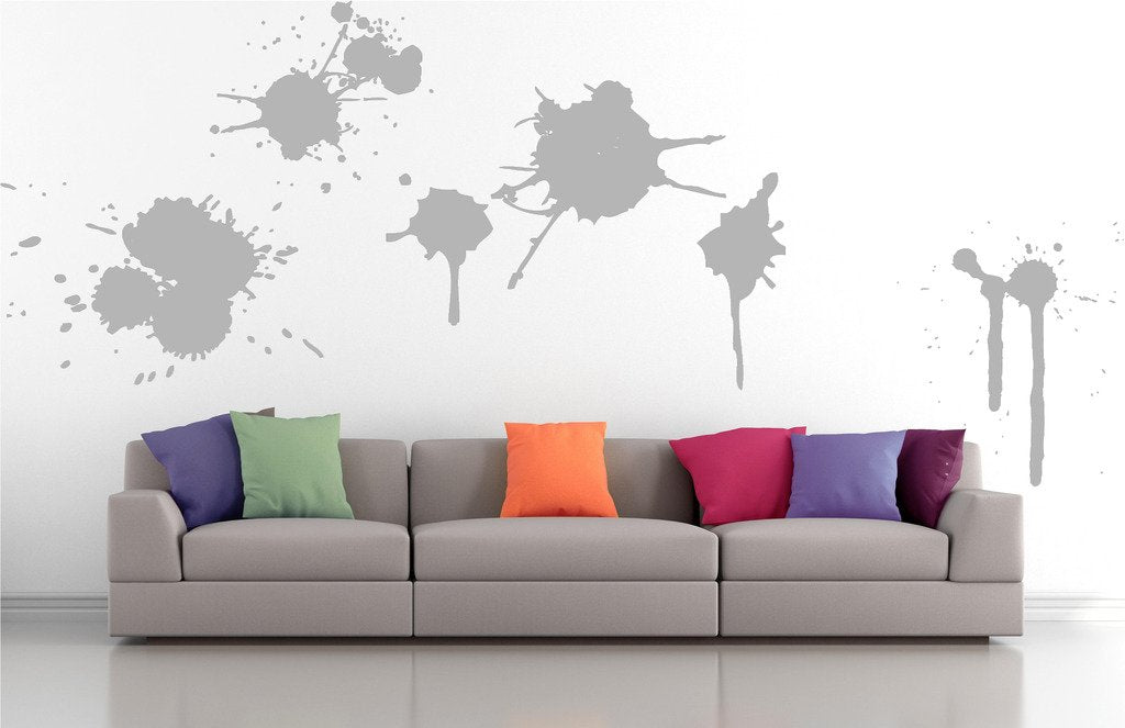 Picniva Paint Splash Mix Wall Decals, Silver, 10 in Height, DOTPR15A
