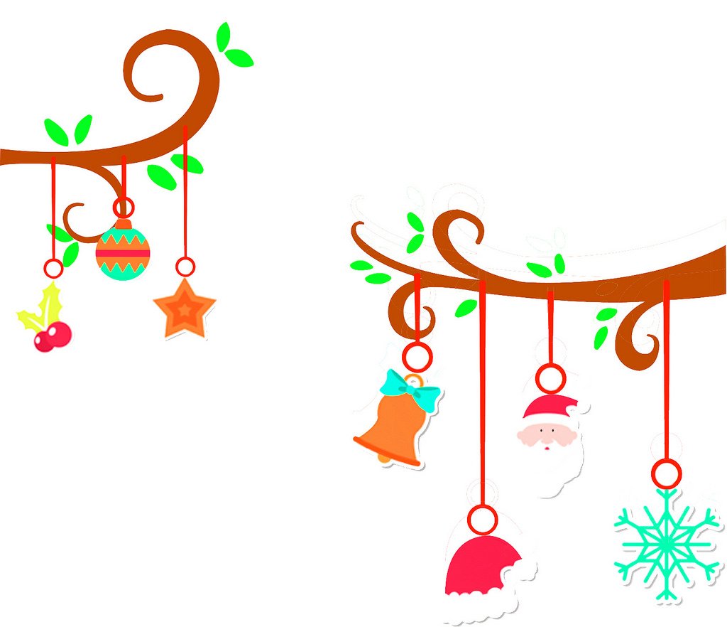 Picniva Christmas Hanging Ornaments Wall Decal, 10 x 7 in