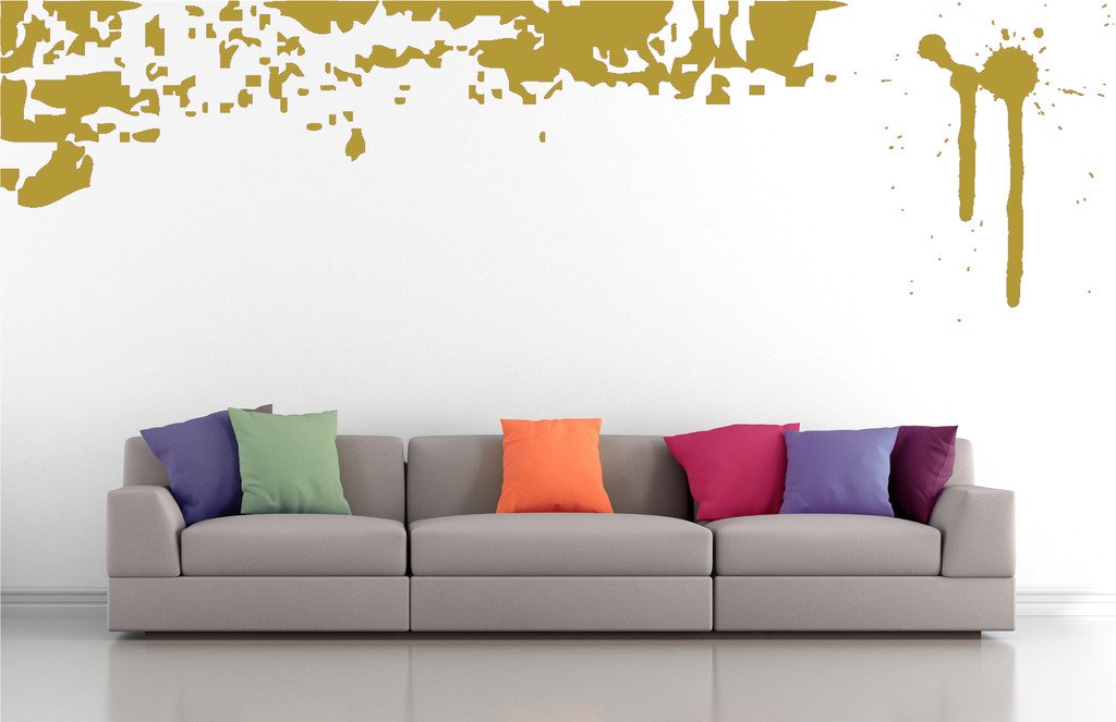 Picniva Drips Border Wall Decals, Gold, 10 in Height, DOTPR03A