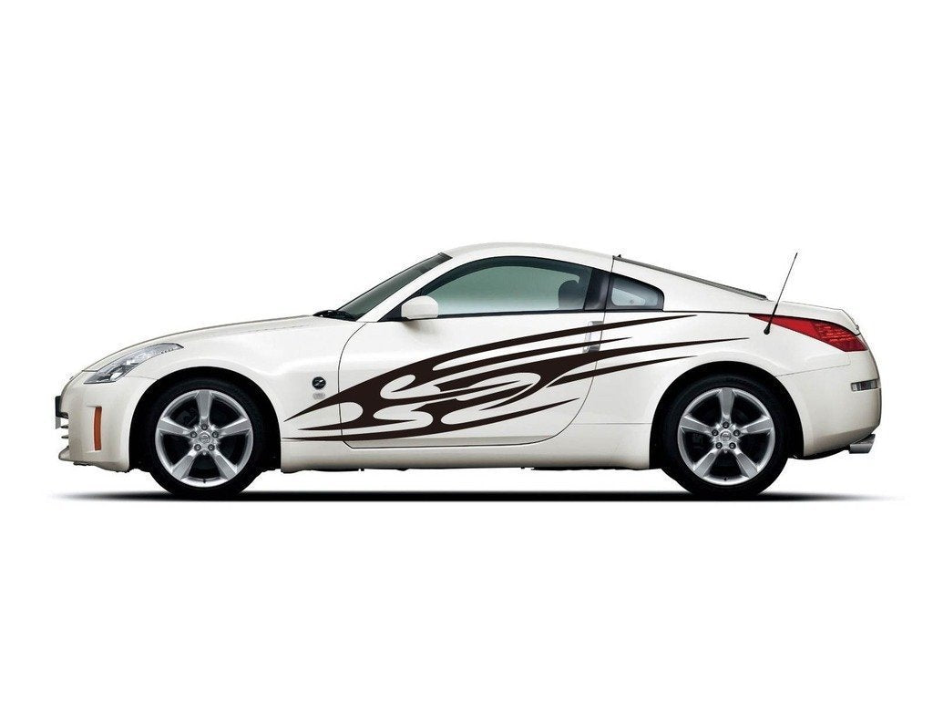 Picniva Long Tribal Swoosh Vinyl Car Body Side Decals, Two Pack