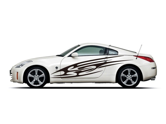 Picniva Long Tribal Swoosh Vinyl Car Body Side Decals, Two Pack