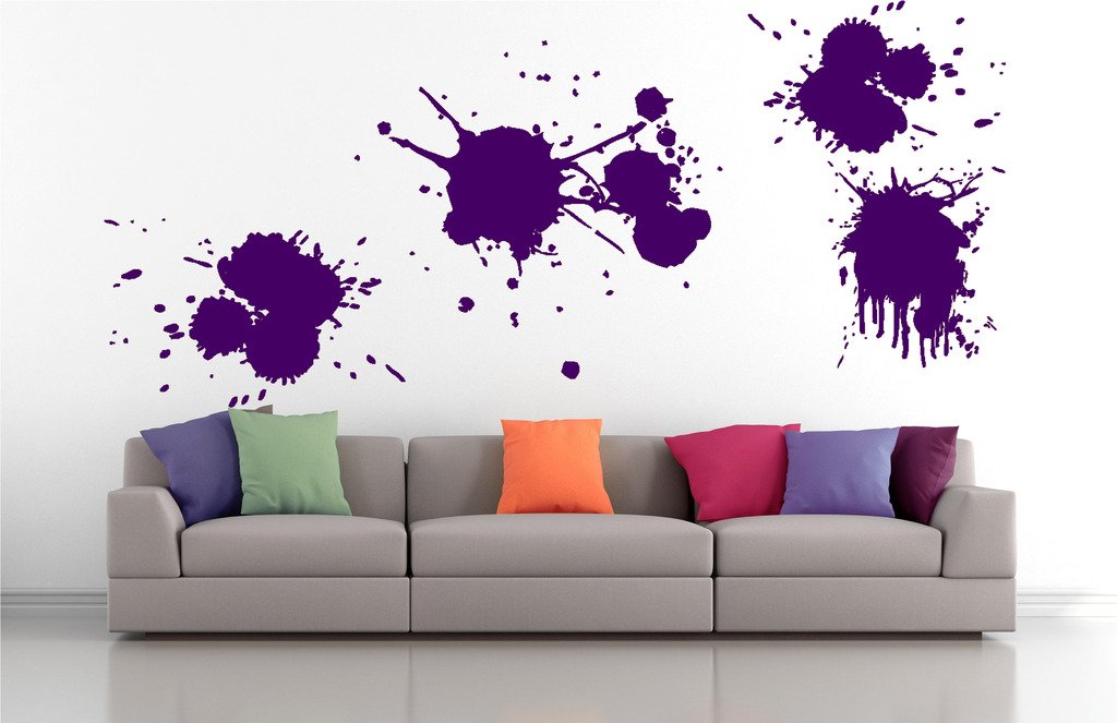 Picniva Paint Splashes Wall Decals, Purple, 10 in Height, DOTPR08A