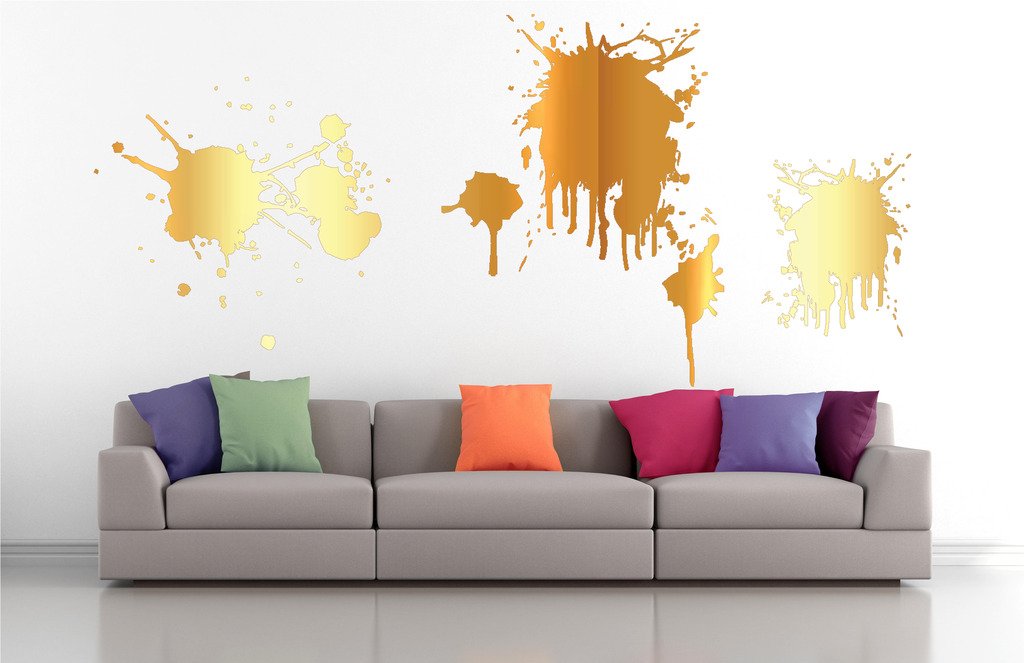 Picniva Dripping Splatters Wall Decals, Gold (Chrome Mirror), 10 in Height