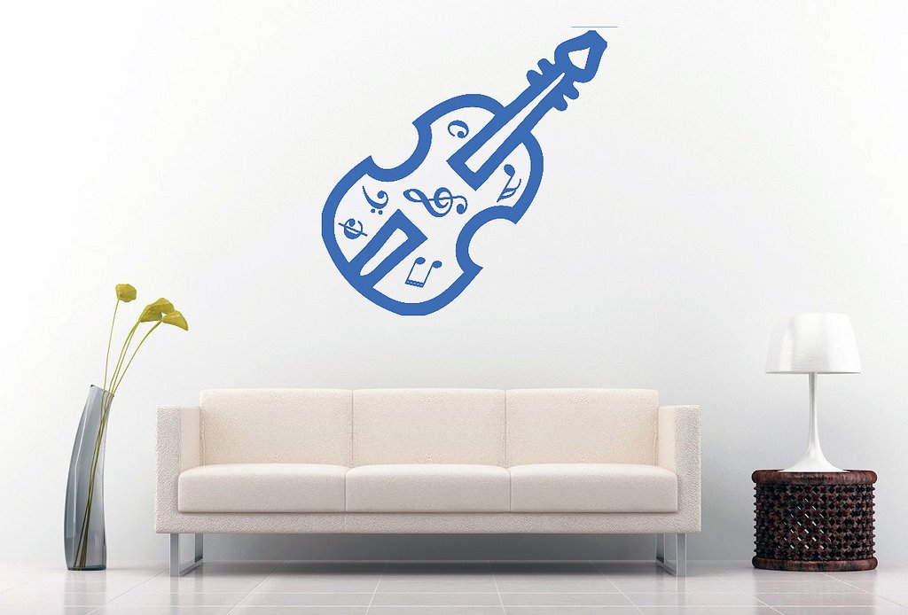 Picniva Violin Music Notes Wall Decal, Blue Purple 10 in