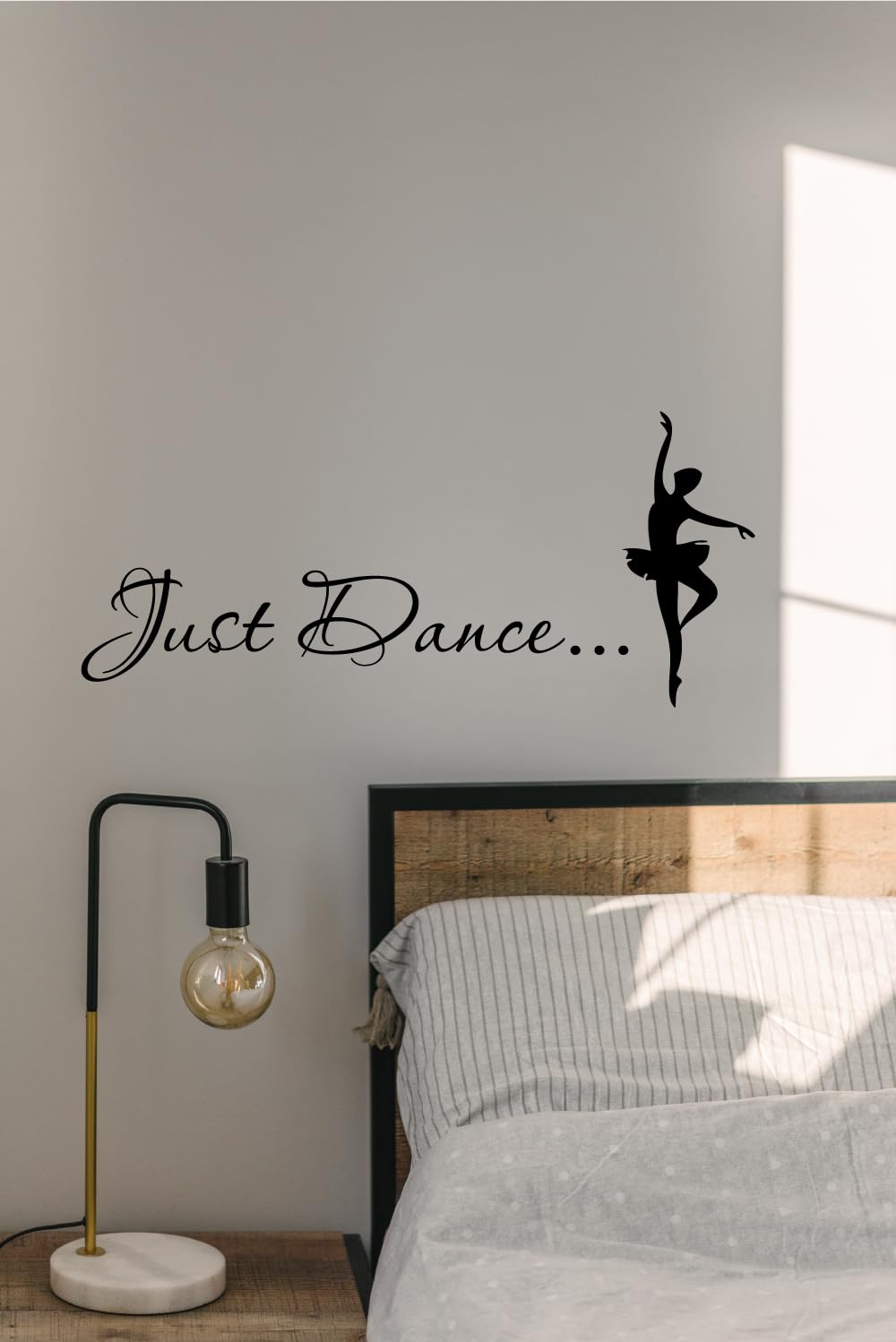 Picniva Just Dance Quote Wall Decal with Ballerina, Yellow 15 x 35 in