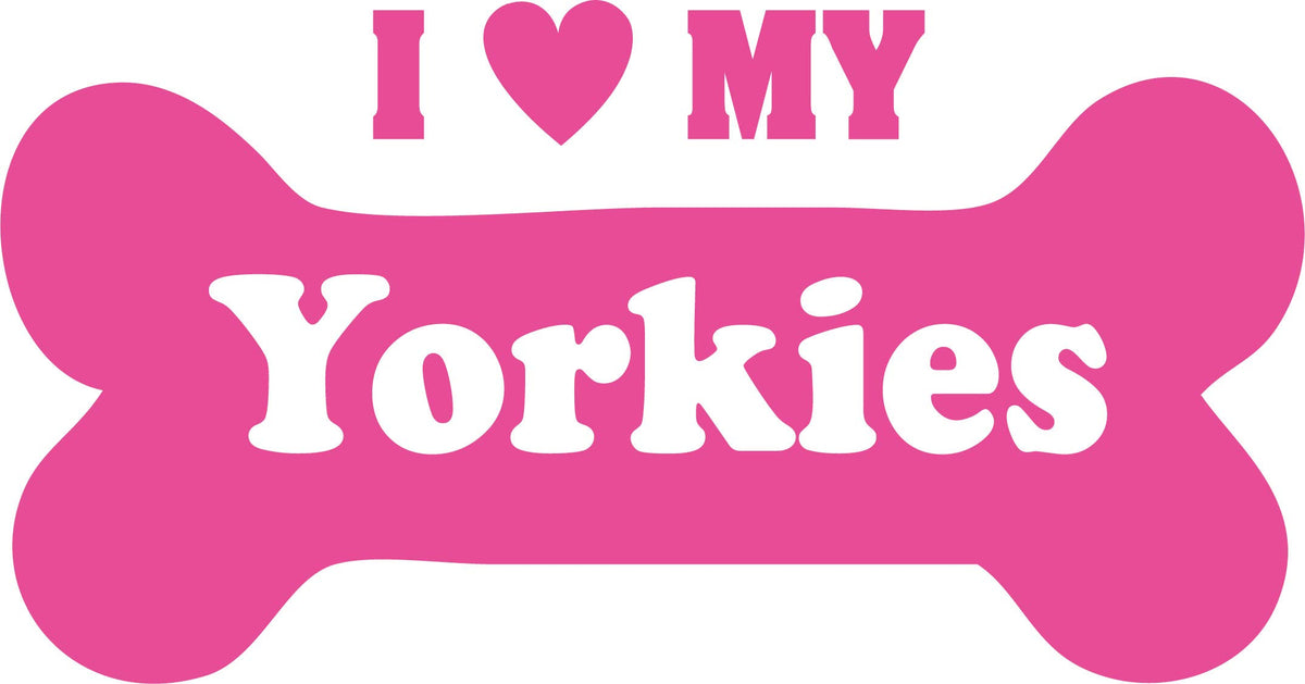 Decaltor I Love My Yorkies Vinyl Decal for Car Window Laptop, 5 in