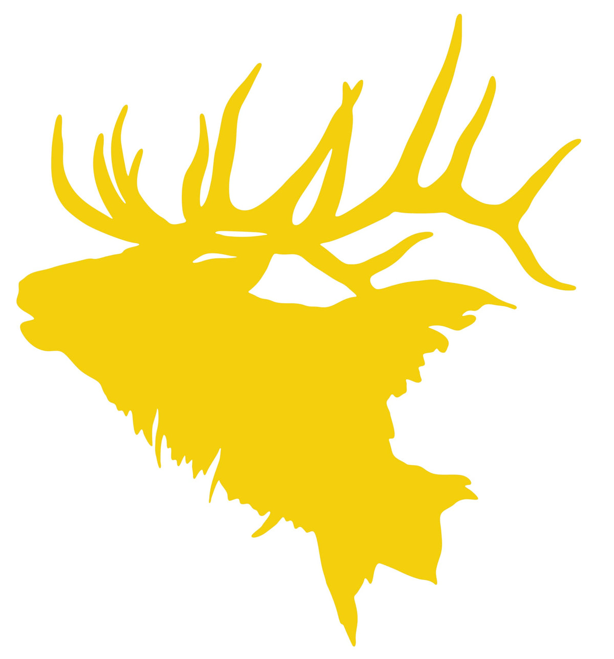 Picniva Elk Head Vinyl Decal, Yellow, 3 in for Vehicle Decoration - Color: Yellow - Size: 3''