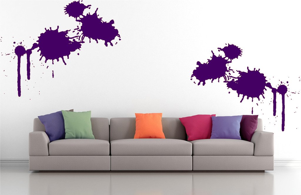Picniva Paint Blots Wall Decals, Purple, 10 in Height, DOTPR05A