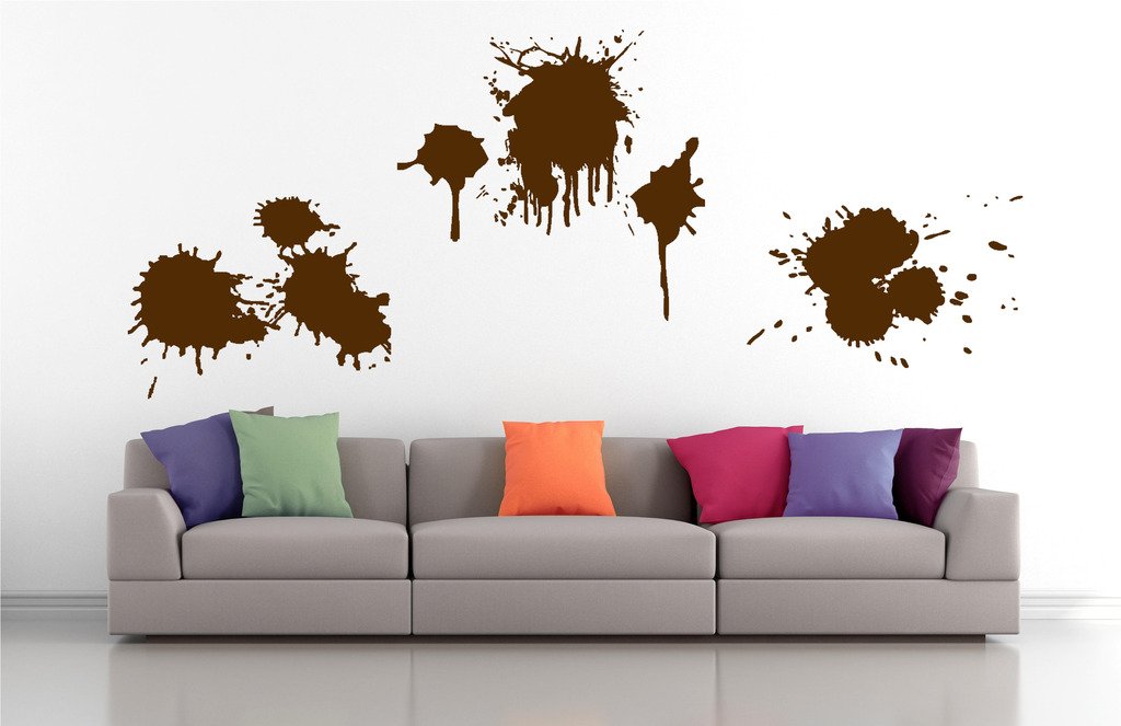 Picniva Ink Splatters Wall Decals, Brown, 10 in Height, DOTPR10A