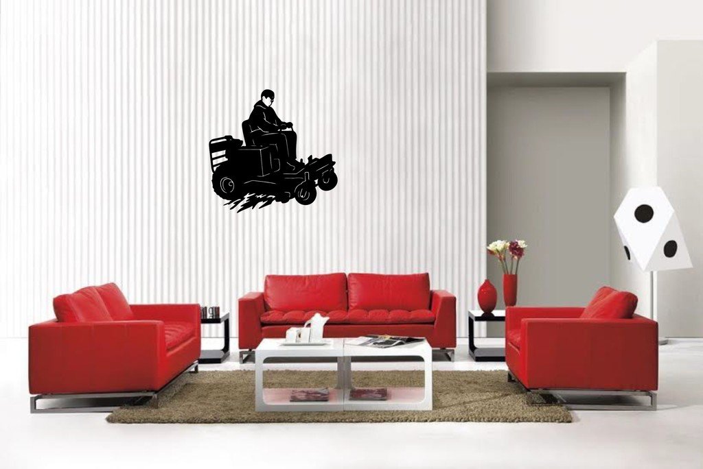 Picniva Lawn Mower Sty9 Vinyl Car Window Decal, Approx 5 in