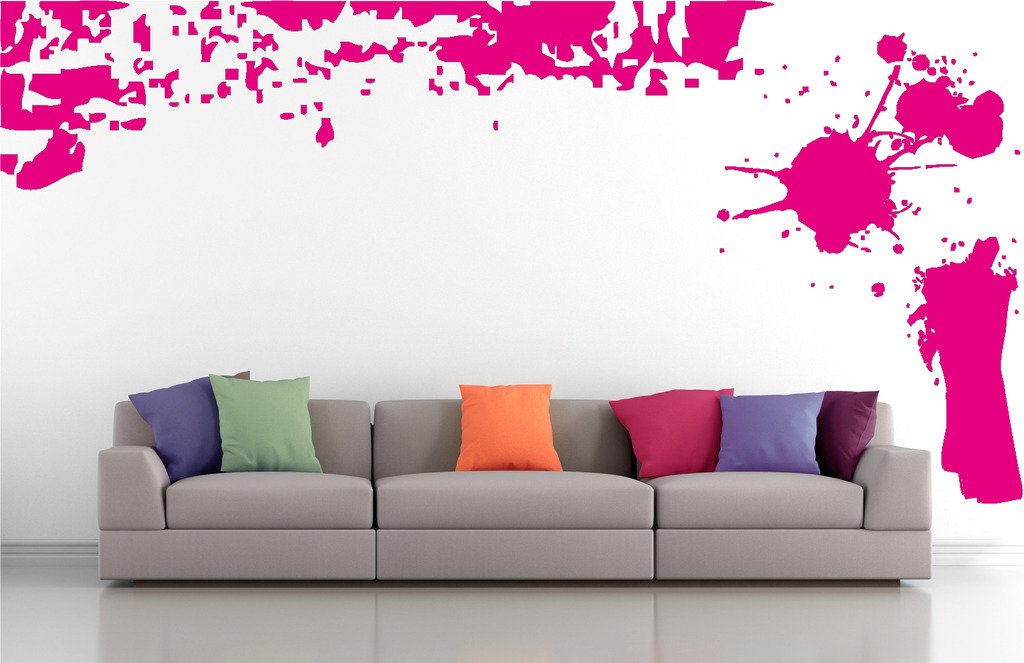 Picniva Border Paint Streak Wall Decals, Pink, 10 in Height, DOTPR11A