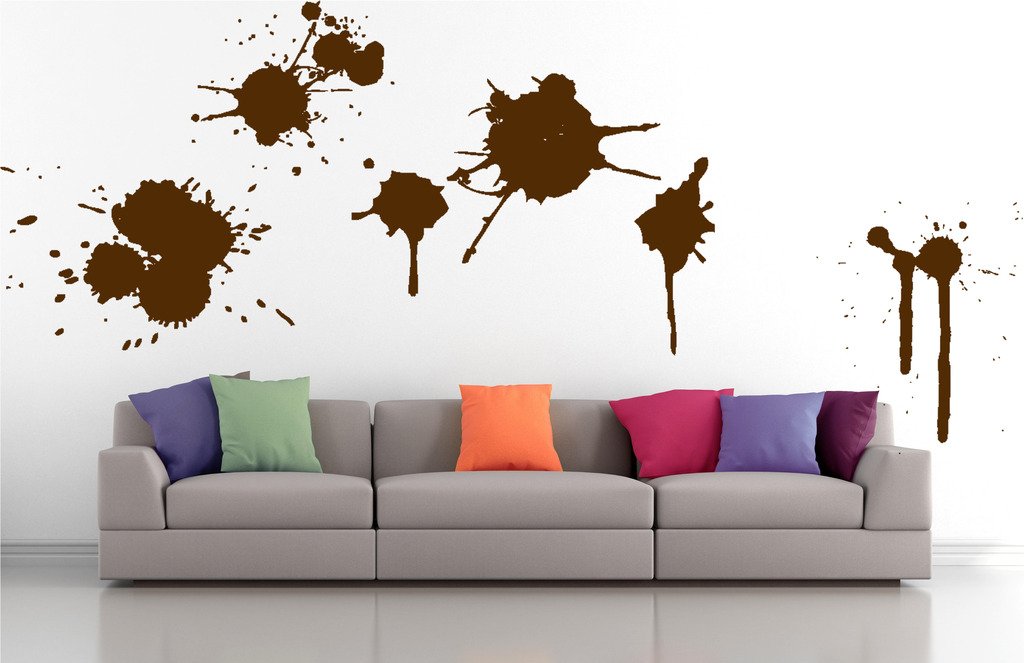 Picniva Paint Splash Mix Wall Decals, Brown, 10 in Height, DOTPR15A
