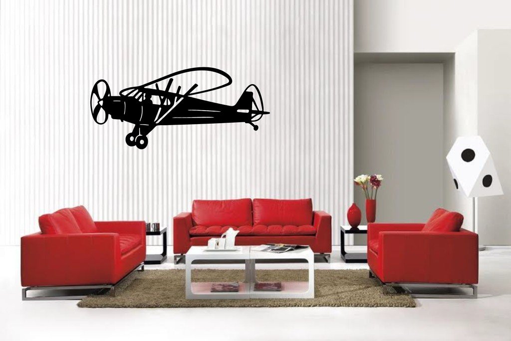 Picniva Matte Black Airplane Style 1 Vinyl Wall Decal Home Decor