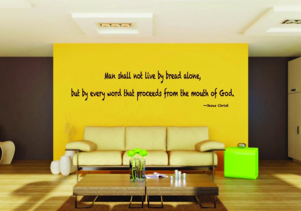 Picniva Jesus Christ Man Shall Not Live Scripture Vinyl Wall Decal