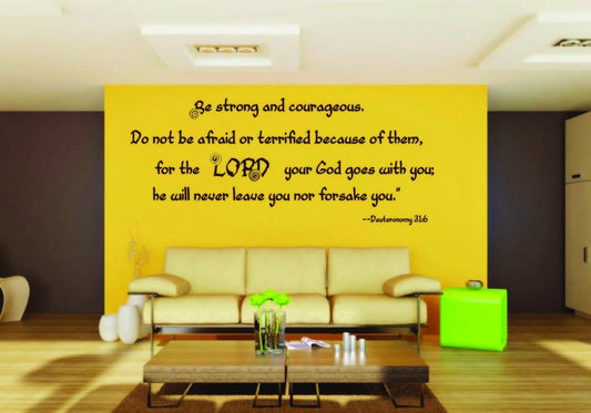 Picniva Deuteronomy 31:6 Scripture Removable Vinyl Wall Decal