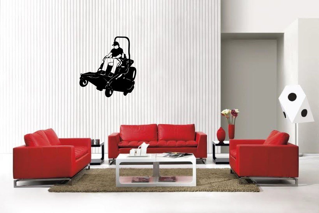 Picniva Lawn Mower Sty4 Vinyl Car Window Decal, Approx 5 in