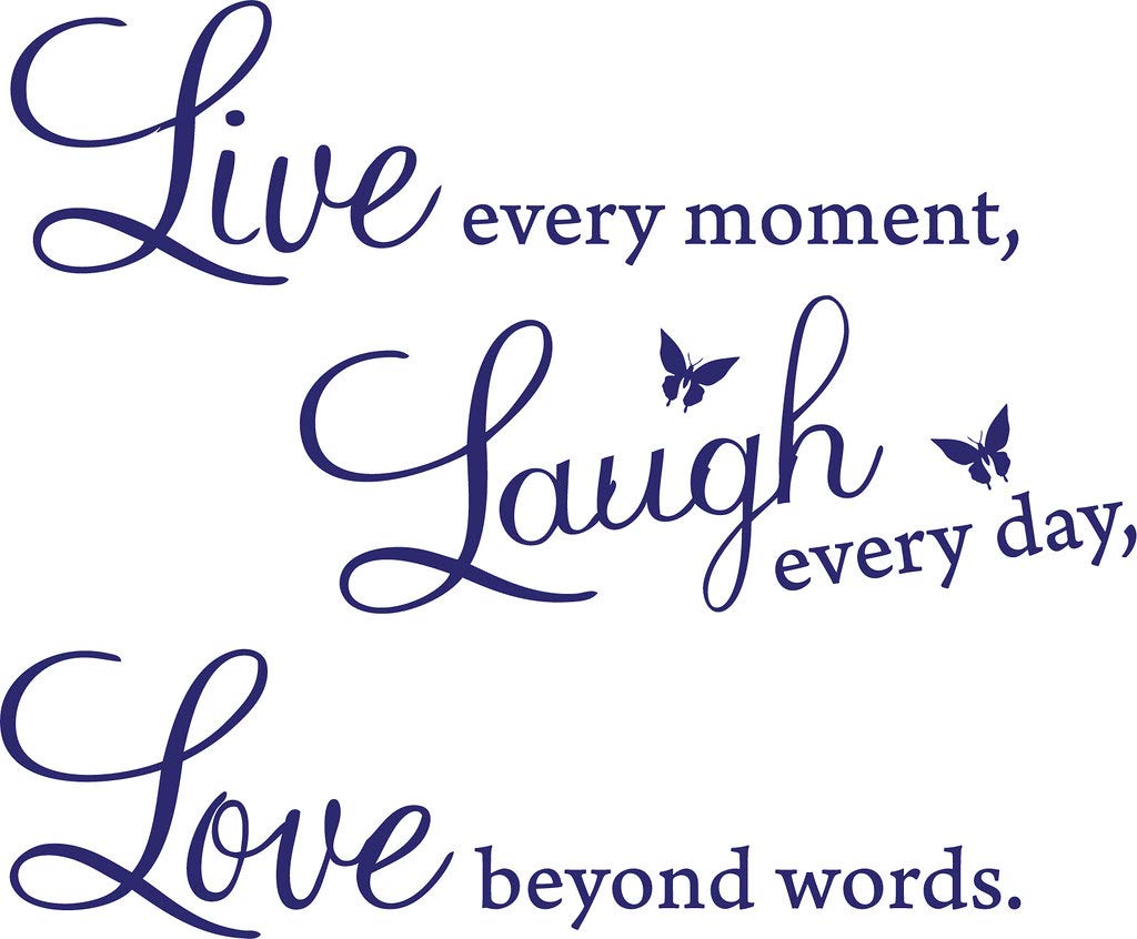 Picniva Live Every Moment Quote Vinyl Wall Decal, Purple, 15 x 22 in
