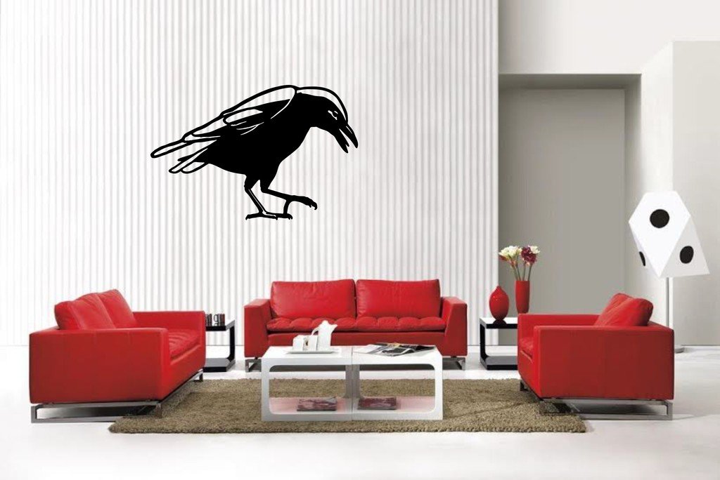 Picniva Raven Style 3 Vinyl Wall Decal, Matte Black, 22 x 14.35 in