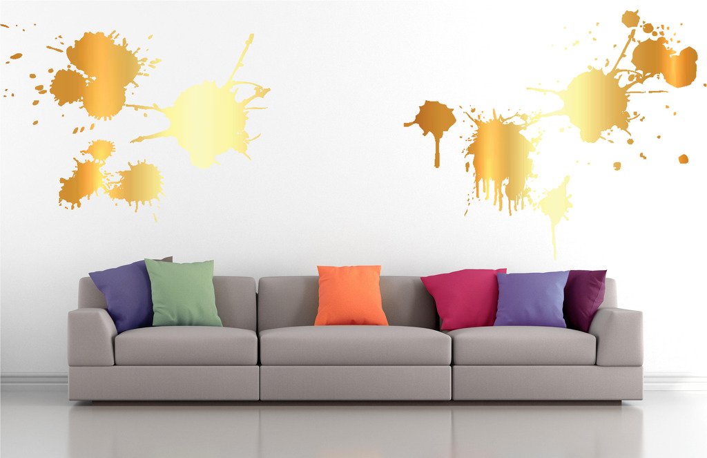 Picniva Splatter Assortment Wall Decals, Gold (Chrome Mirror), 10 in Height
