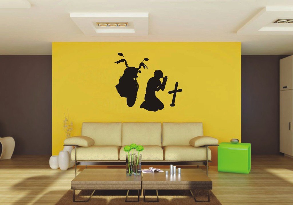 Picniva Motorcycle Sty6 Vinyl Wall Decal, Approx 22 x 19.1 in, Removable
