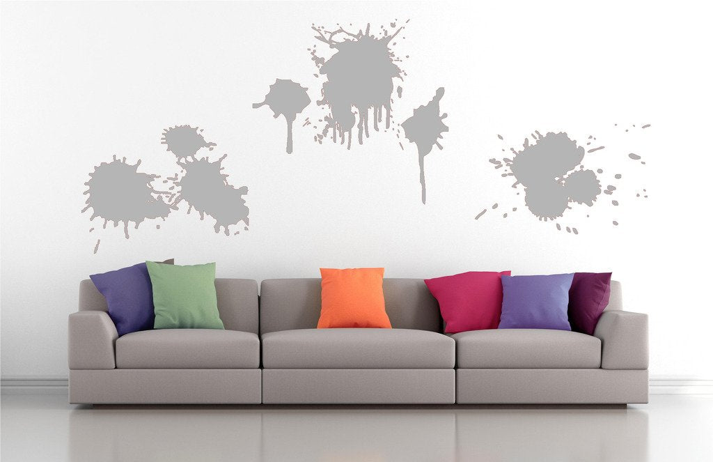 Picniva Ink Splatters Wall Decals, Silver, 10 in Height, DOTPR10A