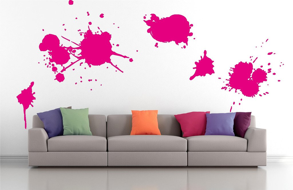 Picniva Blots Drips Wall Decals, Pink, 10 in Height, DOTPR09A