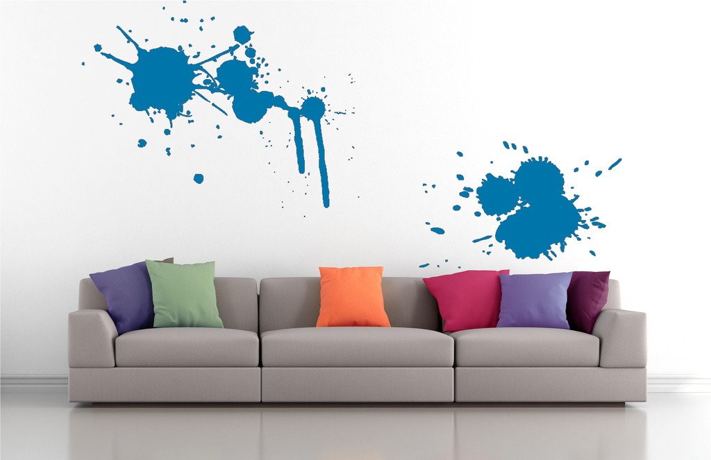 Picniva Splatters Drips Wall Decals, Blue, 10 in Height, DOTPR04A