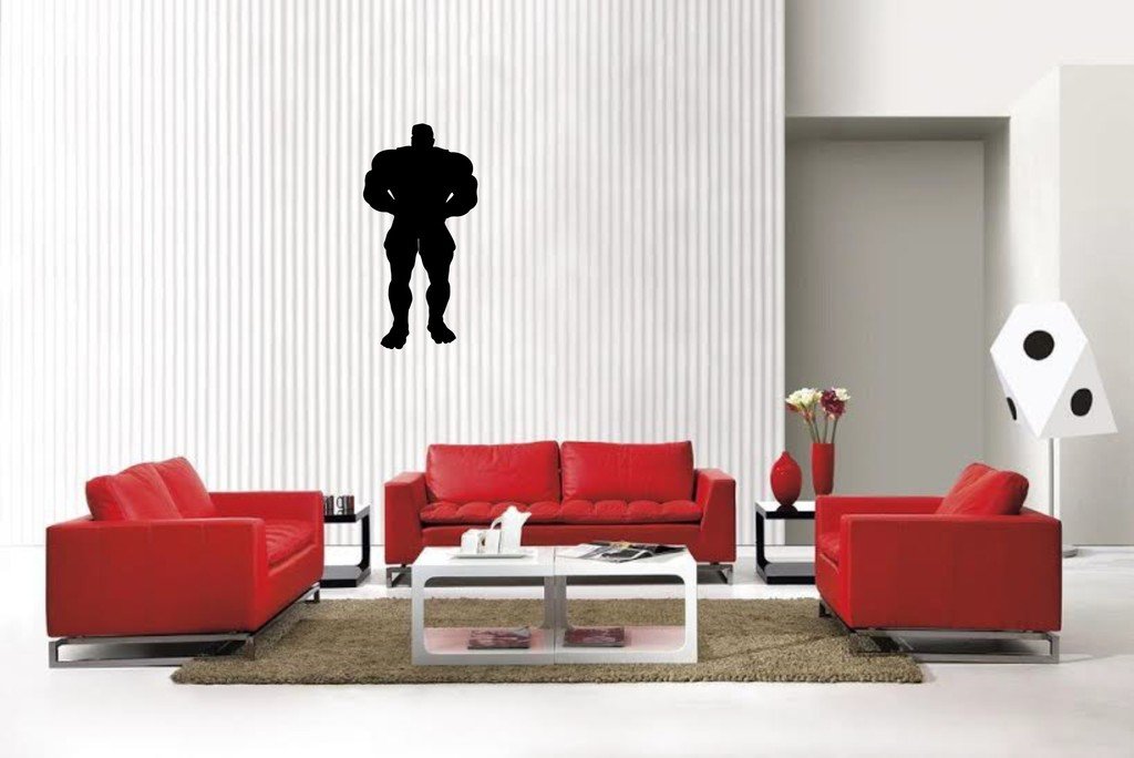 Picniva Muscle Man Style 11 Vinyl Wall Decal, Matte Black, 22 x 43.4 in
