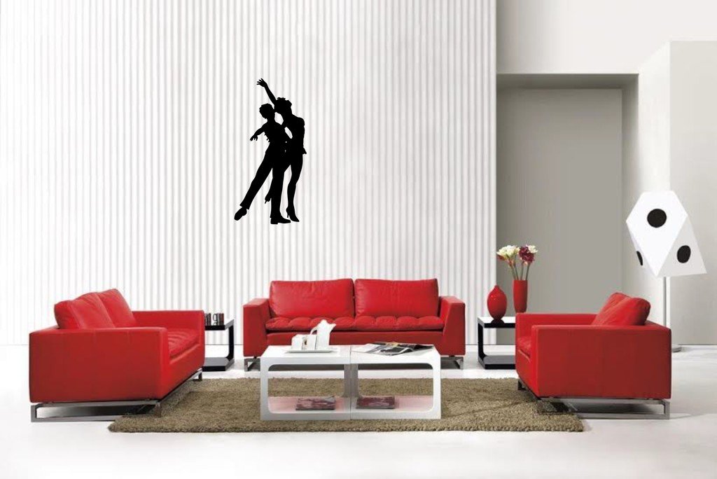 Picniva Matte Black Dancing Style 44 Vinyl Wall Decal Music Dance Decor